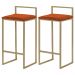Kit 2 Banquetas Decorativa Jasmine Base Gold Suede Telha G41 - Gran Belo