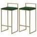 Kit 2 Banquetas Decorativa Jasmine Base Gold Suede Verde G41 - Gran Belo
