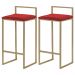 Kit 2 Banquetas Decorativa Jasmine Base Gold Suede Vermelho G41 - Gran Belo