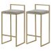 Kit 2 Banquetas Decorativa Jasmine Base Gold Veludo Cinza G41 - Gran Belo