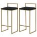 Kit 2 Banquetas Decorativa Jasmine Base Gold Veludo Preto G41 - Gran Belo