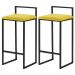 Kit 2 Banquetas Decorativa Jasmine Base Preto Suede Amarelo G41 - Gran Belo