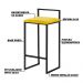 Kit 2 Banquetas Decorativa Jasmine Base Preto Suede Amarelo G41 - Gran Belo