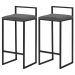 Kit 2 Banquetas Decorativa Jasmine Base Preto Suede Cinza G41 - Gran Belo