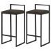 Kit 2 Banquetas Decorativa Jasmine Base Preto Suede Marrom G41 - Gran Belo