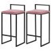 Kit 2 Banquetas Decorativa Jasmine Base Preto Suede Rosa G41 - Gran Belo