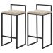 Kit 2 Banquetas Decorativa Jasmine Base Preto Veludo Bege G41 - Gran Belo