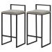 Kit 2 Banquetas Decorativa Jasmine Base Preto Veludo Cinza G41 - Gran Belo