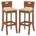 Kit 2 Banquetas Decorativas Sala de Jantar Dora com Estofado Linho Bege G42 - Gran Belo