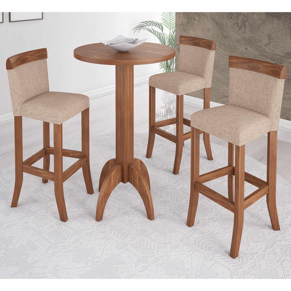 Kit 2 Banquetas Decorativas Sala de Jantar Milena Linho Bege G42 - Gran Belo