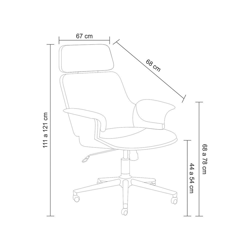 Kit 2 Cadeira de Escritório Home Office Decorativas Casemiro PU c/Regulagem de Altura Base Giratória Marrom G56 - Gran Belo