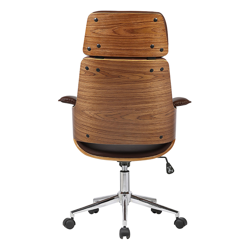 Kit 2 Cadeira de Escritório Home Office Decorativas Casemiro PU c/Regulagem de Altura Base Giratória Marrom G56 - Gran Belo