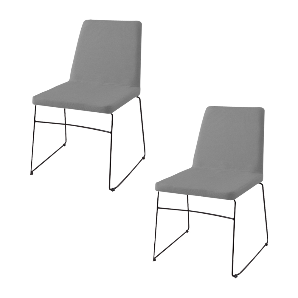 Kit 2 Cadeiras Decorativa Sala de Jantar Anne Linho Cinza G17 - Gran Belo