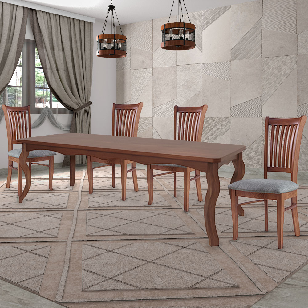 Kit 2 Cadeiras Decorativa Sala de Jantar Madeira Maciça Bakeri Linho Cinza/Imbuia G42 - Gran Belo