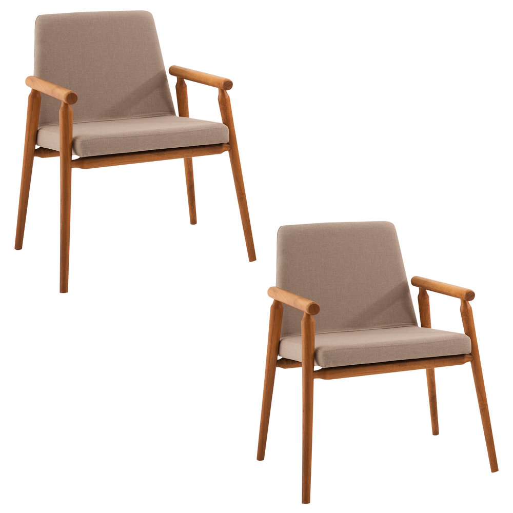 Kit 2 Cadeiras Decorativa Sala de Jantar Sidnei Linho Bege G17 - Gran Belo