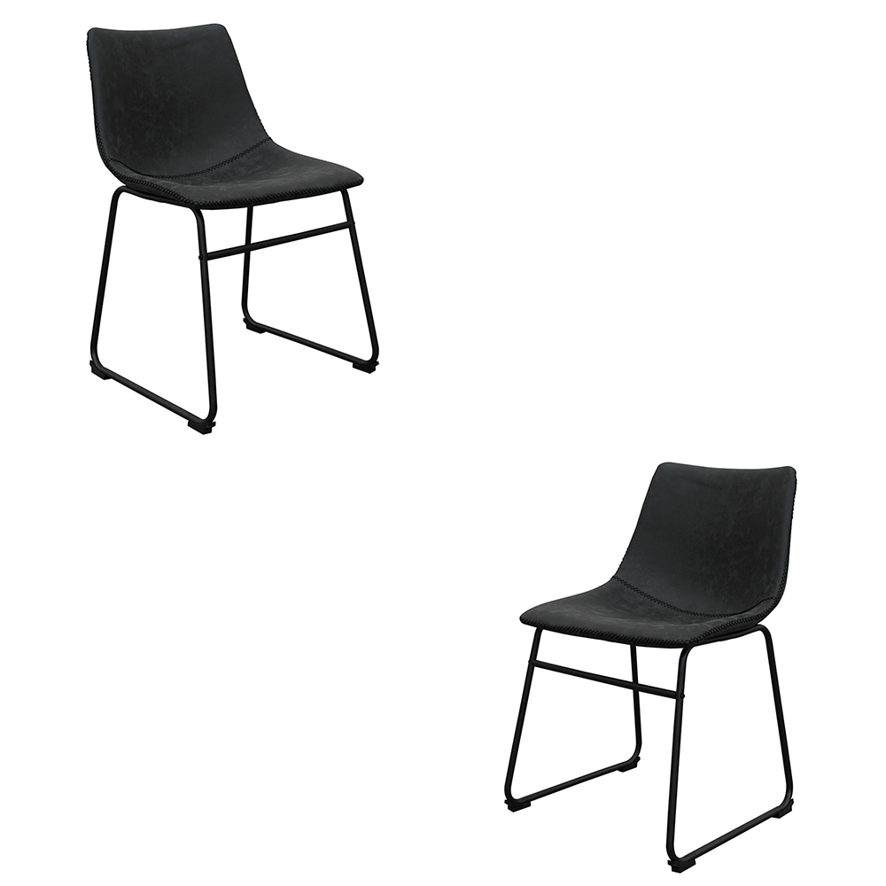 Kit 2 Cadeiras Decorativas Marquezine Sala de Jantar PU Base Aço Preto G56 - Gran Belo