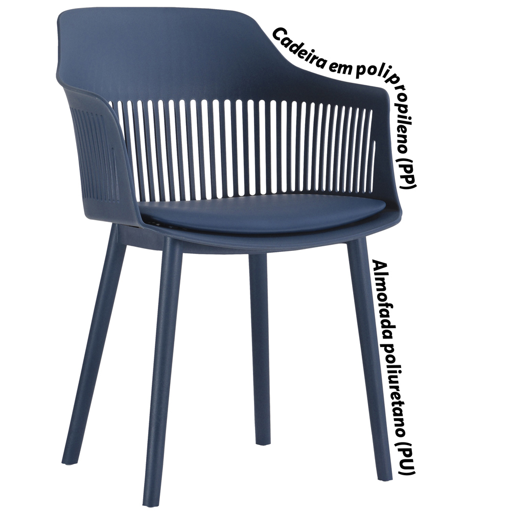 Kit 2 Cadeiras Decorativas Para Sala de Estar Sócrates Azul Marinho G56 - Gran Belo