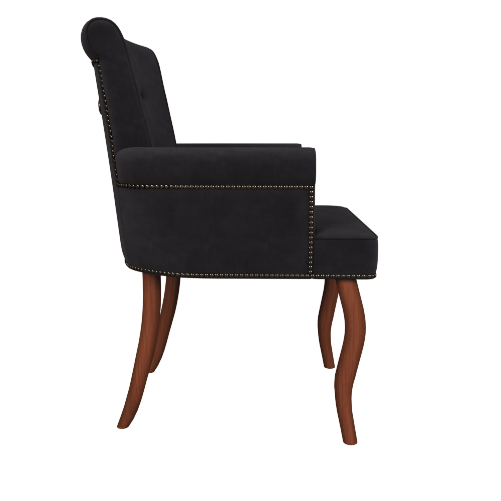Kit 2 Cadeiras Decorativas Sala De Jantar Belford Madeira Veludo Preto G48 - Gran Belo