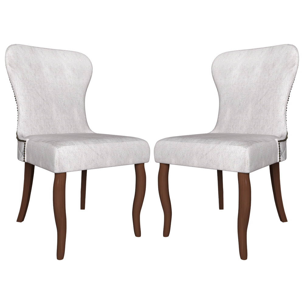 Kit 2 Cadeiras Decorativas Sala De Jantar Duque Madeira Linho Cinza G48 - Gran Belo