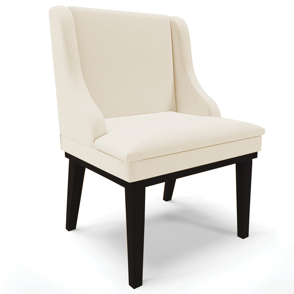 Kit 2 Cadeiras Decorativas Sala de Jantar Base Fixa de Madeira Firenze Linho Bege/Preto G19 - Gran Belo