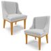 Kit 2 Cadeiras Decorativas Sala de Jantar Base Fixa de Madeira Firenze Linho Cinza/Castanho G19 - Gran Belo