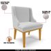 Kit 2 Cadeiras Decorativas Sala de Jantar Base Fixa de Madeira Firenze Linho Cinza/Castanho G19 - Gran Belo