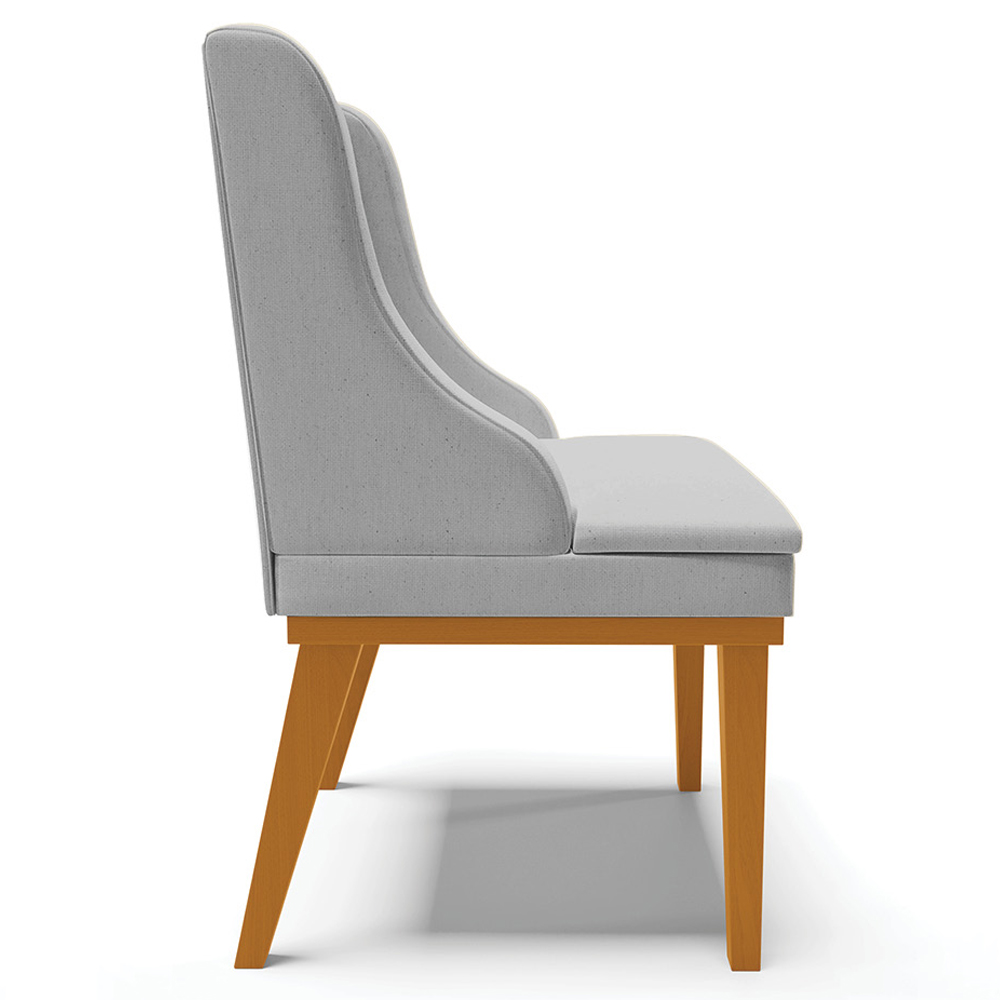 Kit 2 Cadeiras Decorativas Sala de Jantar Base Fixa de Madeira Firenze Linho Cinza/Castanho G19 - Gran Belo