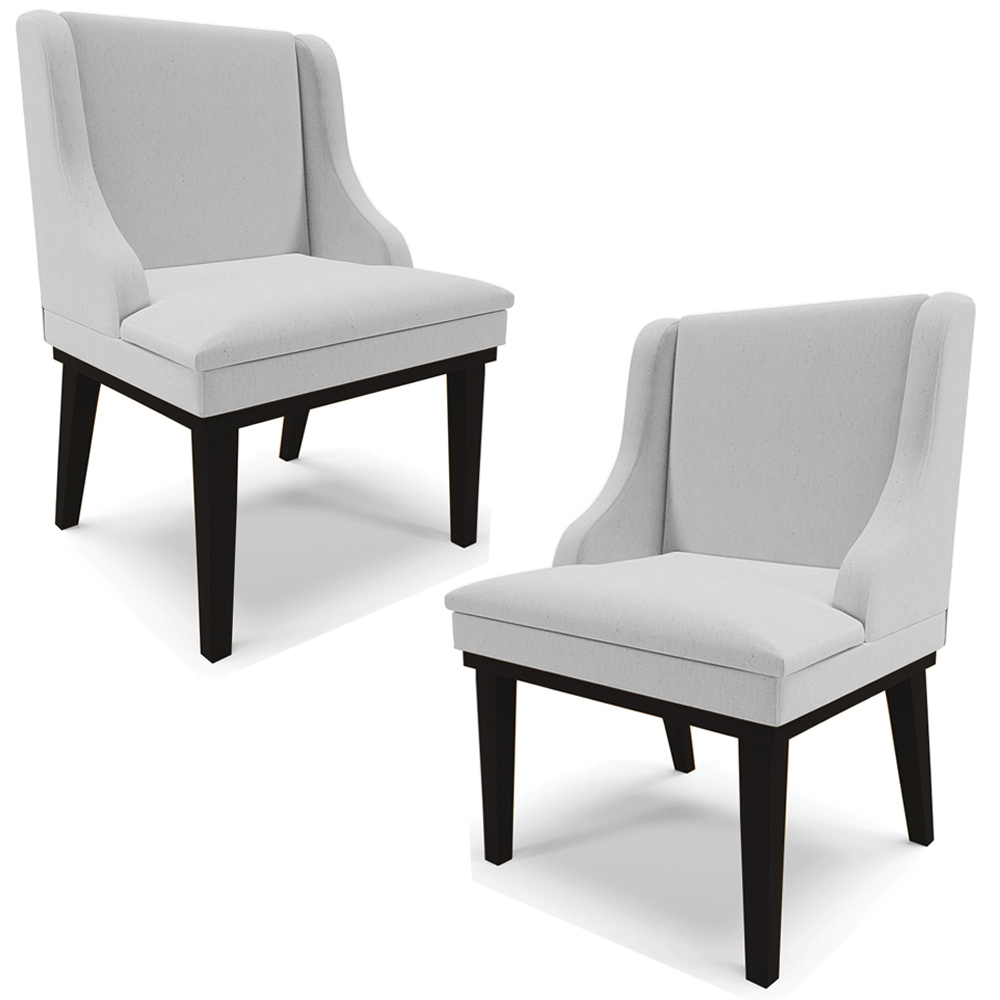 Kit 2 Cadeiras Decorativas Sala de Jantar Base Fixa de Madeira Firenze Linho Cinza/Preto G19 - Gran Belo