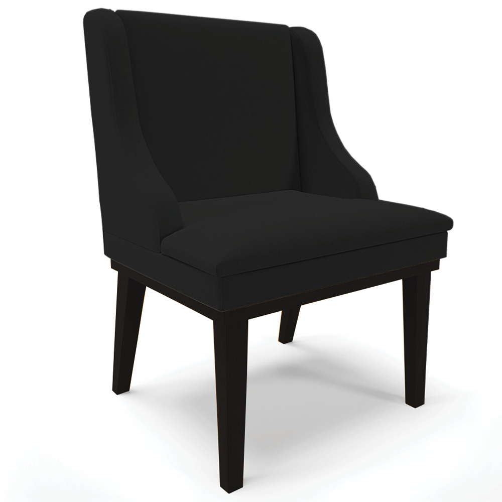 Kit 2 Cadeiras Decorativas Sala de Jantar Base Fixa de Madeira Firenze Linho Preto G19 - Gran Belo