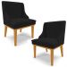 Kit 2 Cadeiras Decorativas Sala de Jantar Base Fixa de Madeira Firenze Linho Preto/Castanho G19 - Gran Belo