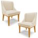 Kit 2 Cadeiras Decorativas Sala de Jantar Base Fixa de Madeira Firenze PU Bege/Castanho G19 - Gran Belo