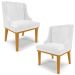 Kit 2 Cadeiras Decorativas Sala de Jantar Base Fixa de Madeira Firenze PU Branco Brilho/Castanho G19 - Gran Belo