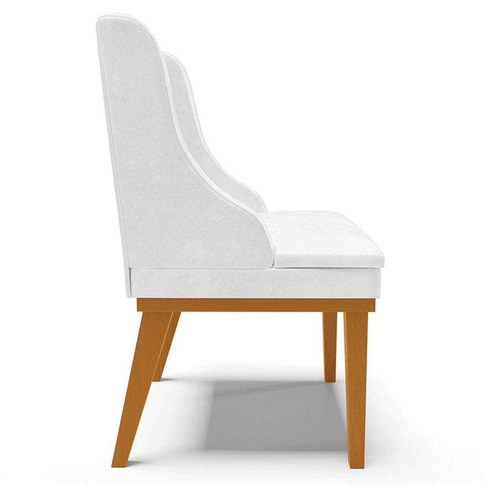 Kit 2 Cadeiras Decorativas Sala de Jantar Base Fixa de Madeira Firenze PU Branco Brilho/Castanho G19 - Gran Belo