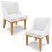 Kit 2 Cadeiras Decorativas Sala de Jantar Base Fixa de Madeira Firenze PU Branco Fosco/Castanho G19 - Gran Belo
