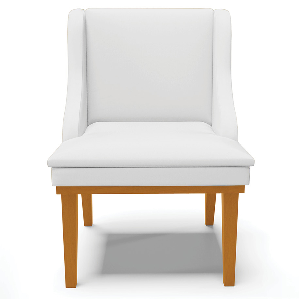 Kit 2 Cadeiras Decorativas Sala de Jantar Base Fixa de Madeira Firenze PU Branco Fosco/Castanho G19 - Gran Belo