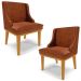 Kit 2 Cadeiras Decorativas Sala de Jantar Base Fixa de Madeira Firenze PU Nozes/Castanho G19 - Gran Belo