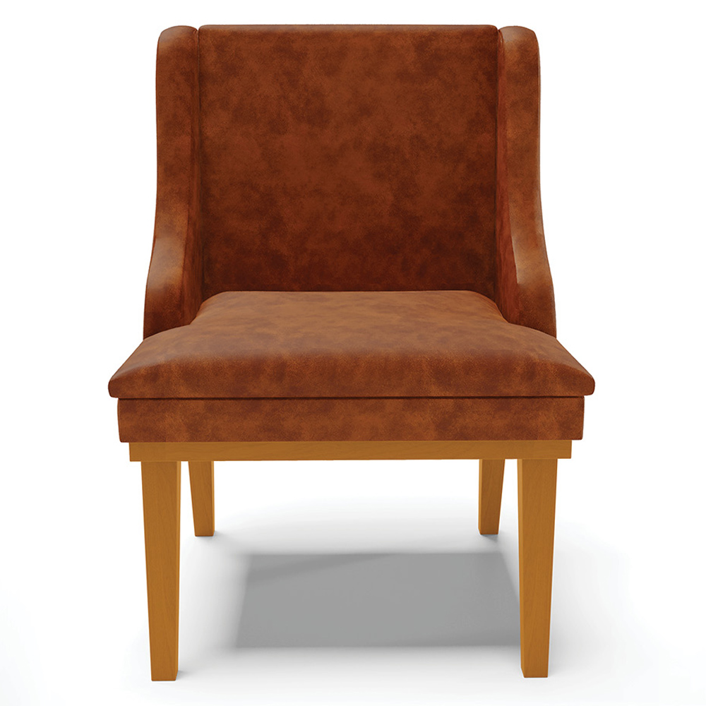 Kit 2 Cadeiras Decorativas Sala de Jantar Base Fixa de Madeira Firenze PU Nozes/Castanho G19 - Gran Belo