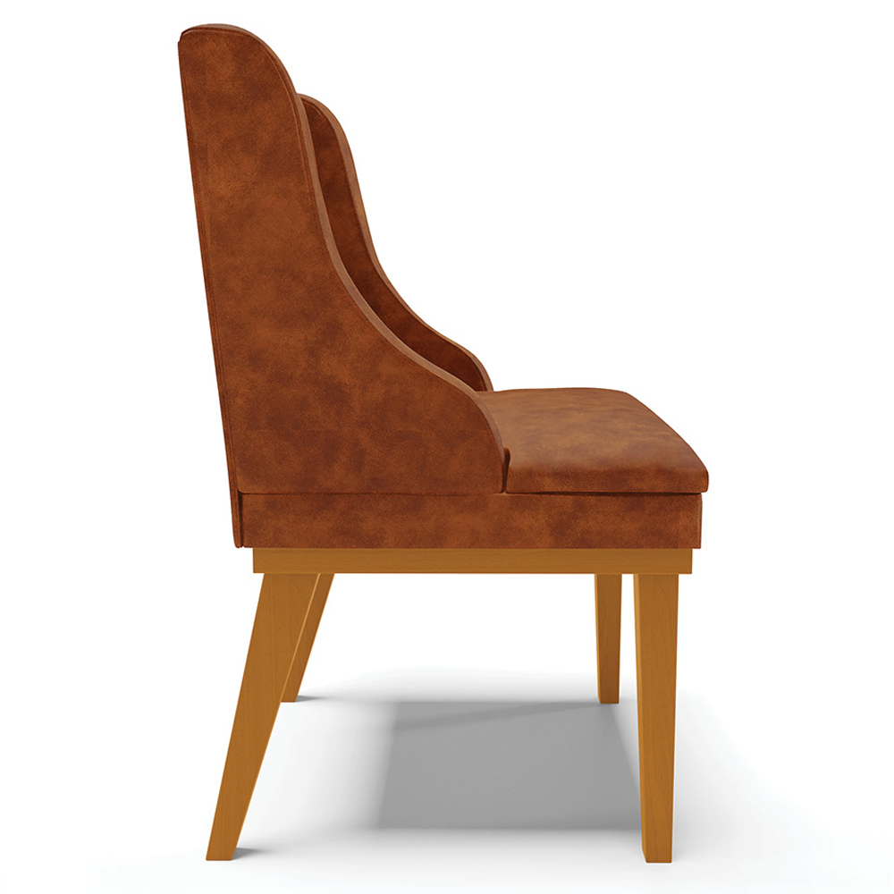 Kit 2 Cadeiras Decorativas Sala de Jantar Base Fixa de Madeira Firenze PU Nozes/Castanho G19 - Gran Belo