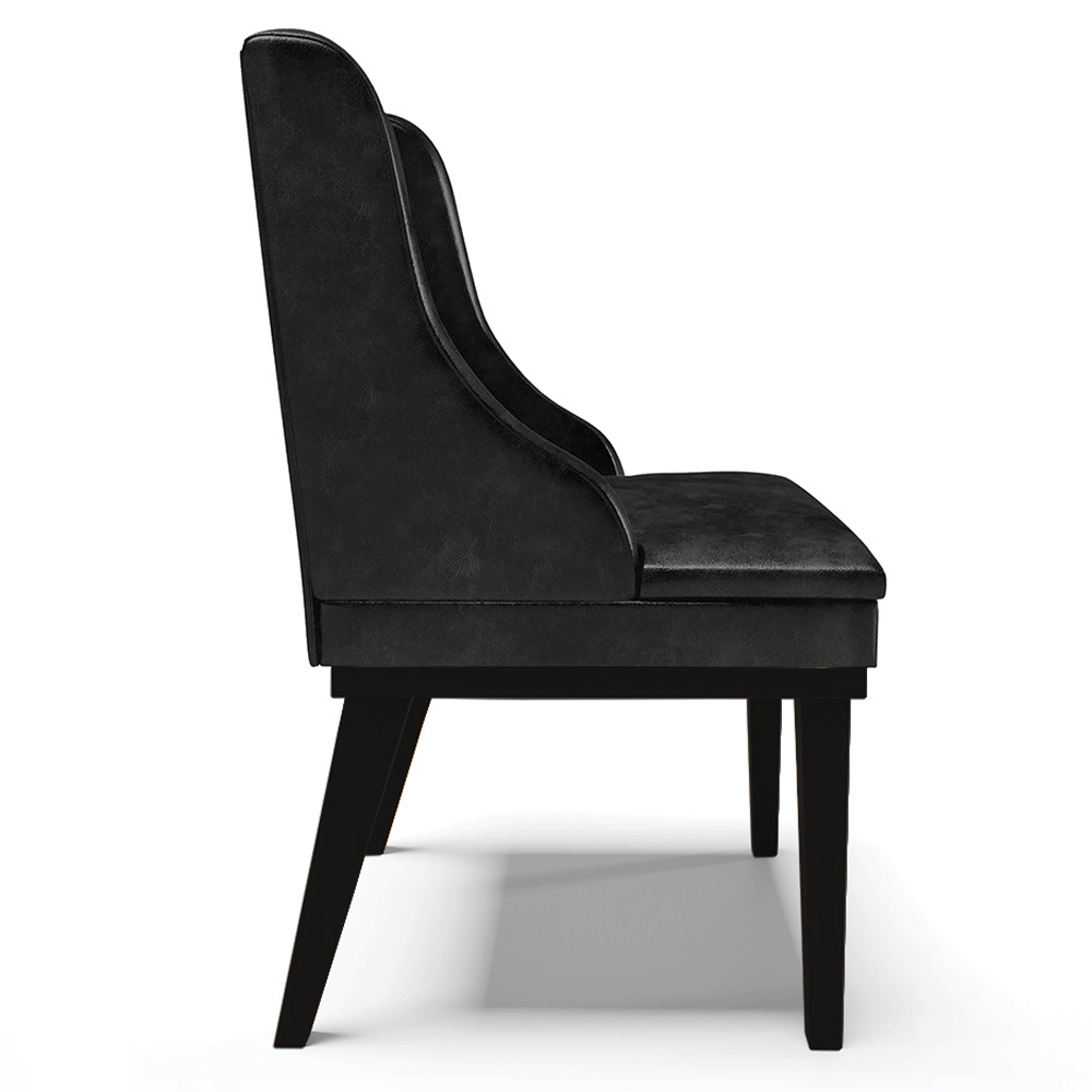 Kit 2 Cadeiras Decorativas Sala de Jantar Base Fixa de Madeira Firenze PU Preto Brilho G19 - Gran Belo