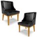 Kit 2 Cadeiras Decorativas Sala de Jantar Base Fixa de Madeira Firenze PU Preto Brilho/Castanho G19 - Gran Belo
