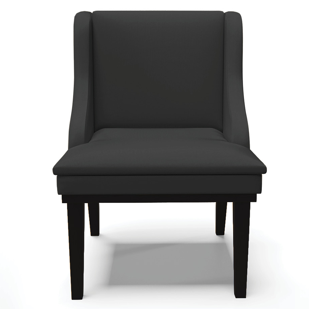 Kit 2 Cadeiras Decorativas Sala de Jantar Base Fixa de Madeira Firenze PU Preto Fosco G19 - Gran Belo