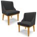 Kit 2 Cadeiras Decorativas Sala de Jantar Base Fixa de Madeira Firenze PU Preto Fosco/Castanho G19 - Gran Belo