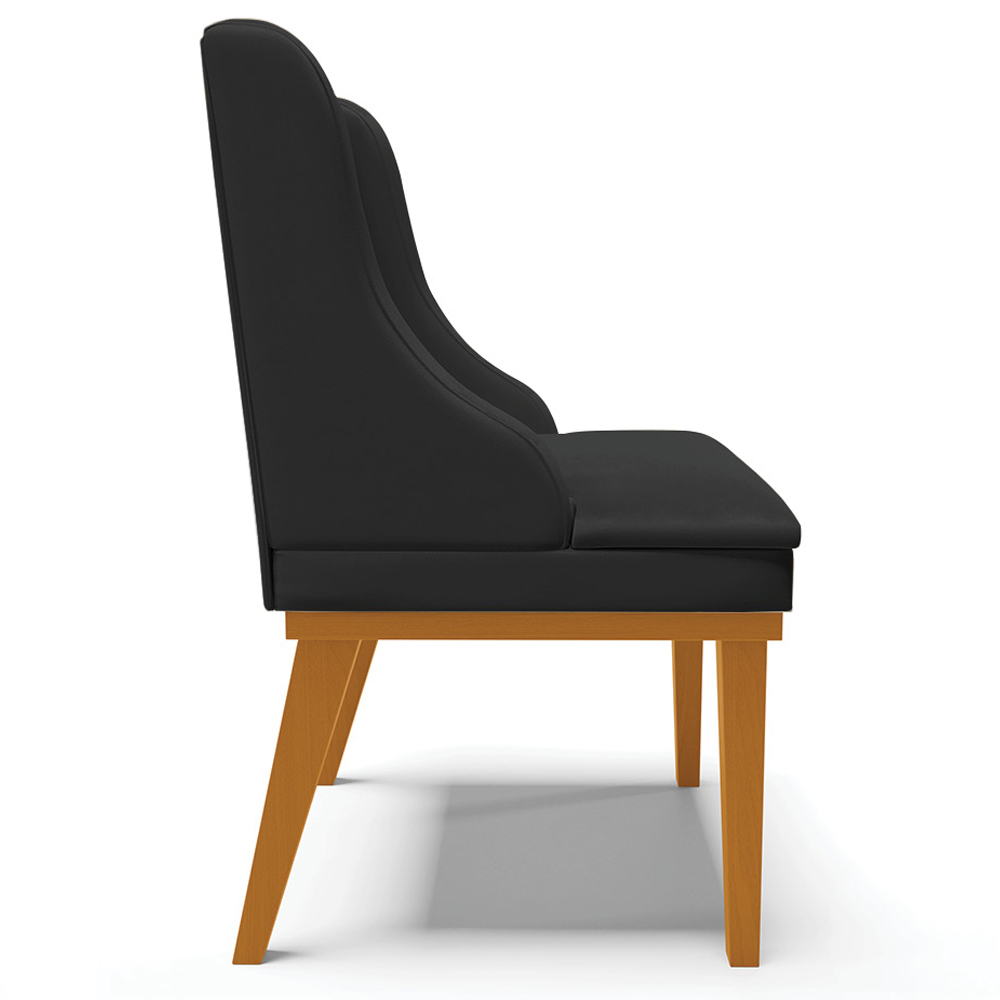 Kit 2 Cadeiras Decorativas Sala de Jantar Base Fixa de Madeira Firenze PU Preto Fosco/Castanho G19 - Gran Belo