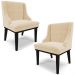 Kit 2 Cadeiras Decorativas Sala de Jantar Base Fixa de Madeira Firenze Suede Bege/Preto G19 - Gran Belo