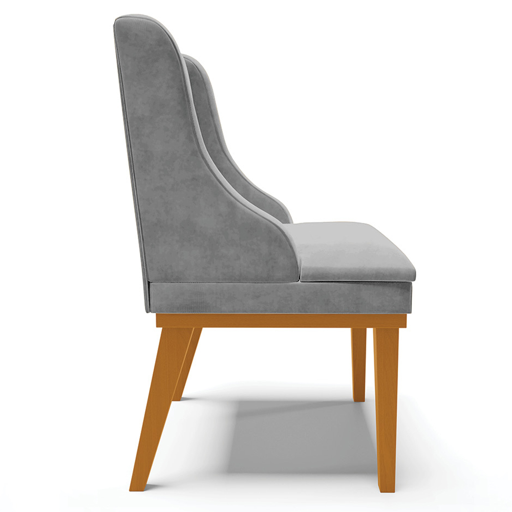 Kit 2 Cadeiras Decorativas Sala de Jantar Base Fixa de Madeira Firenze Suede Cinza/Castanho G19 - Gran Belo