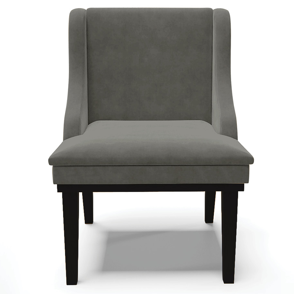 Kit 2 Cadeiras Decorativas Sala de Jantar Base Fixa de Madeira Firenze Suede Grafite/Preto G19 - Gran Belo