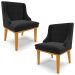 Kit 2 Cadeiras Decorativas Sala de Jantar Base Fixa de Madeira Firenze Suede Preto/Castanho G19 - Gran Belo