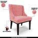 Kit 2 Cadeiras Decorativas Sala de Jantar Base Fixa de Madeira Firenze Suede Rosê/Preto G19 - Gran Belo