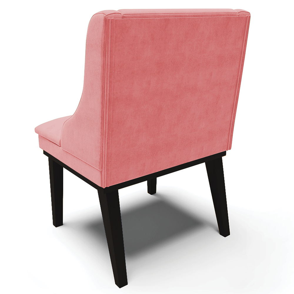 Kit 2 Cadeiras Decorativas Sala de Jantar Base Fixa de Madeira Firenze Suede Rosê/Preto G19 - Gran Belo