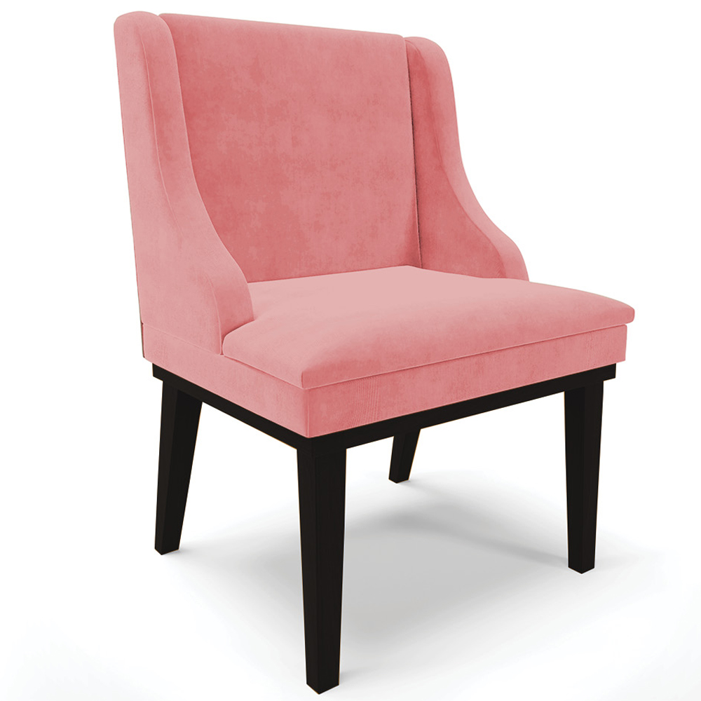 Kit 2 Cadeiras Decorativas Sala de Jantar Base Fixa de Madeira Firenze Suede Rosê/Preto G19 - Gran Belo